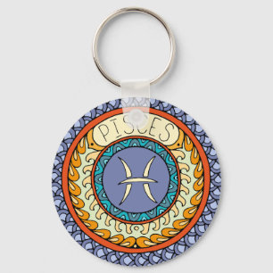 Llavero Pesca Pisces Sternzeichen Mandala alegre