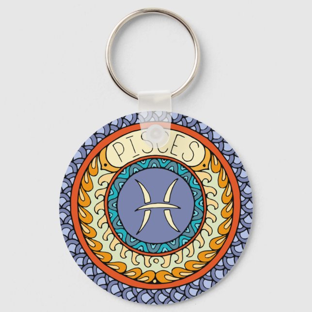 Llavero Pesca Pisces Sternzeichen Mandala alegre (Anverso)