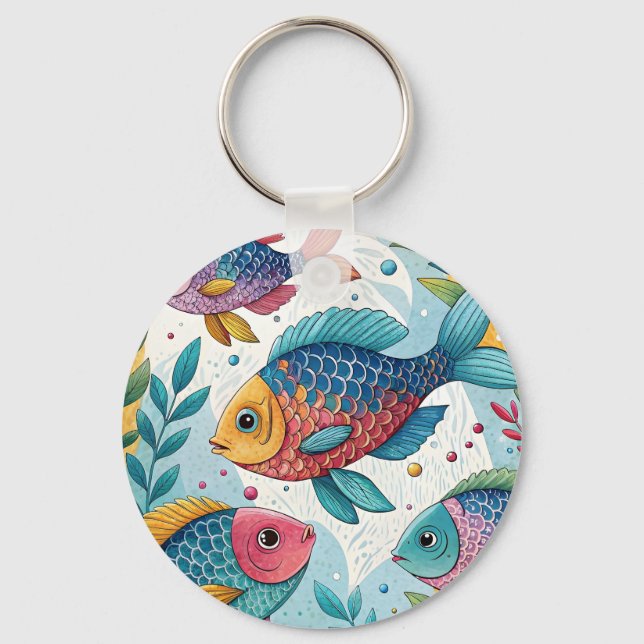 Llavero Pescado arco iris bajo el agua (Anverso)