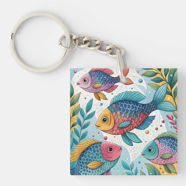 Llavero Pescado arco iris bajo el agua (Frente)