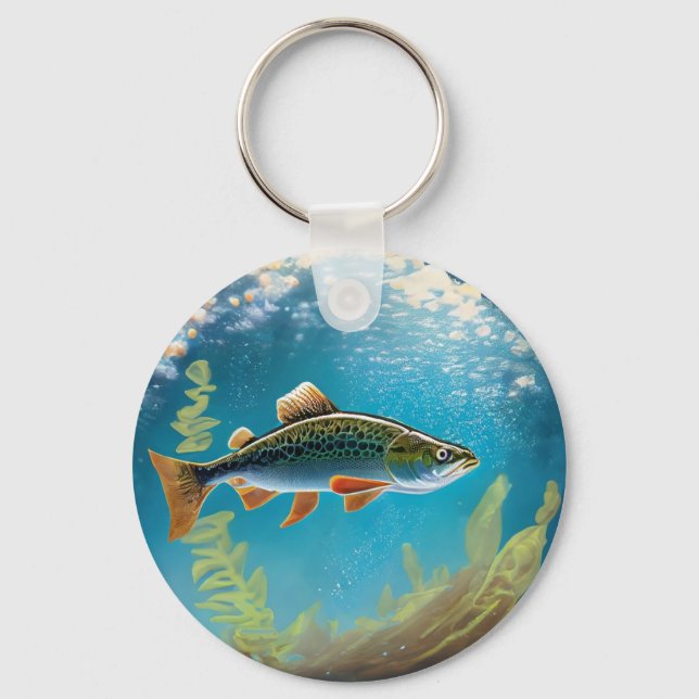 Llavero Pescado de trucha arco iris (Anverso)