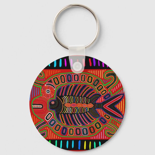 Llavero Pescado volador de Mola indio de Cuna (Anverso)