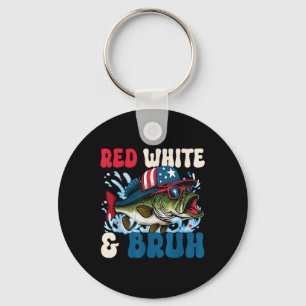 Llavero Pescador de peces rojo y blanco patriótico; Bruh A