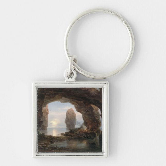 Llavero Pescador en una gruta, Helgoland, 1850 (el aceite (Frente)