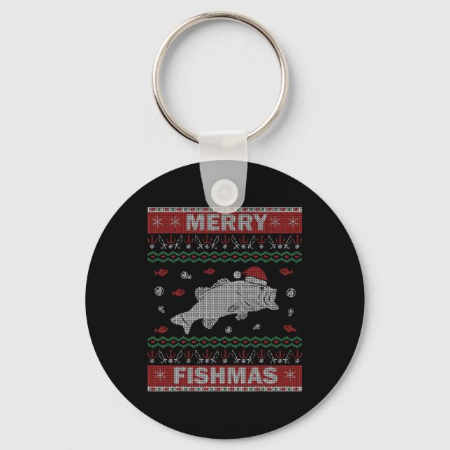 Llavero Pescando Navidades feos Sweater Set Gift Merry F (Anverso)