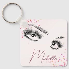 Llavero Pestañas Brillantes Rosa Glitter Confeti Maquillaj