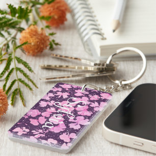 Llavero Pétalos de flor de pintura rosada de acrílico