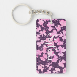 Llavero Pétalos de flor de pintura rosada de acrílico
