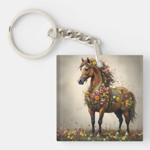 Llavero Pétalos Y Canteras: Jardín De Fantasía De Caballos