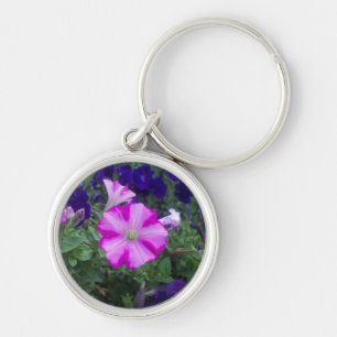 Llavero Petunias rosadas y moradas