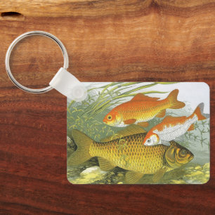 Llavero Pez dorado acuático vintage Koi, vida marina del m