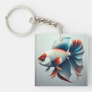 Llavero Pez exótico patriótico rojo blanco y azul