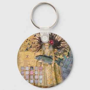 Llavero Pez Mujer Piscis Vintage Gótico Clásico 
