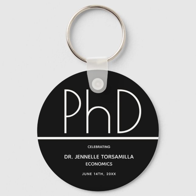 Llavero PhD Graduation Party Black Favor Keychain (Anverso)