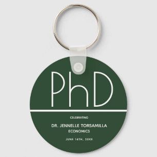 Llavero PhD Graduation Party Green Favor Keychain