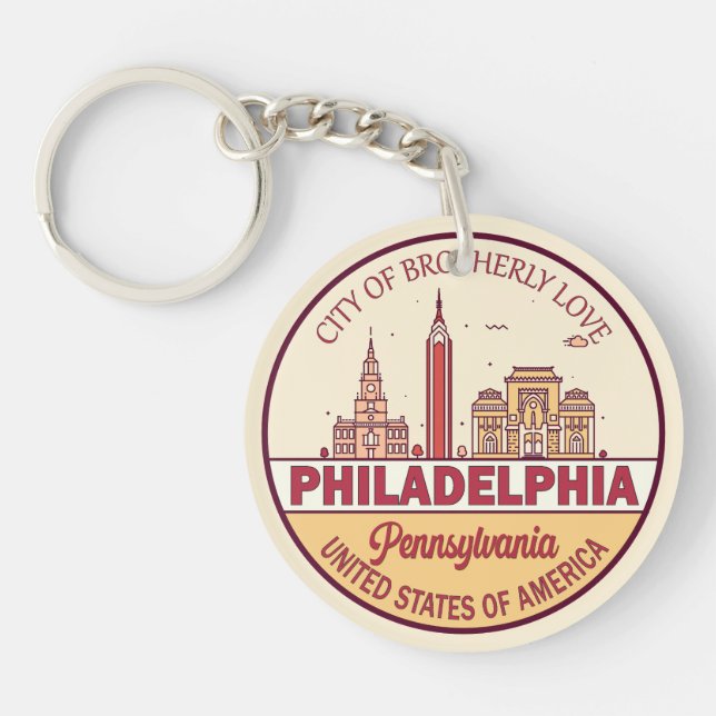 Llavero Philadelphia Pennsylvania City Skyline Emblem (Frente)