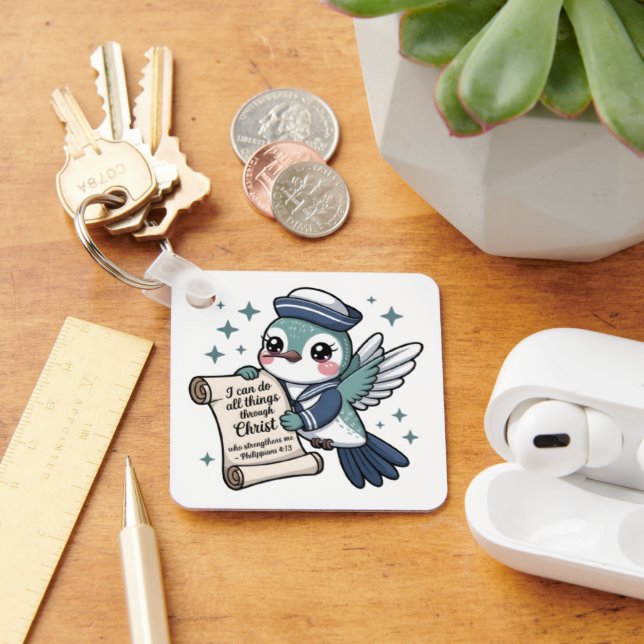 Llavero Philippians 4:13 Navy Sailor Hummingbird Keychain (Escritorio )
