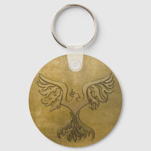 Llavero Phoenix Bird Gold Grabado en relieve