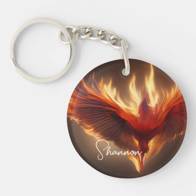 Llavero Phoenix Rising Name Inspiring Strength Keychain (Frente)
