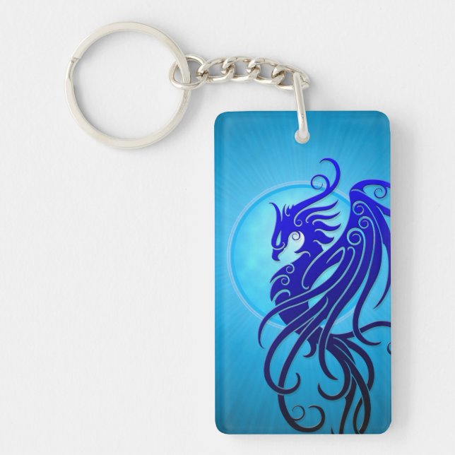Llavero Phoenix tribal azul (Frente)