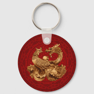 Llavero Phoenix y Dragon - en rojo