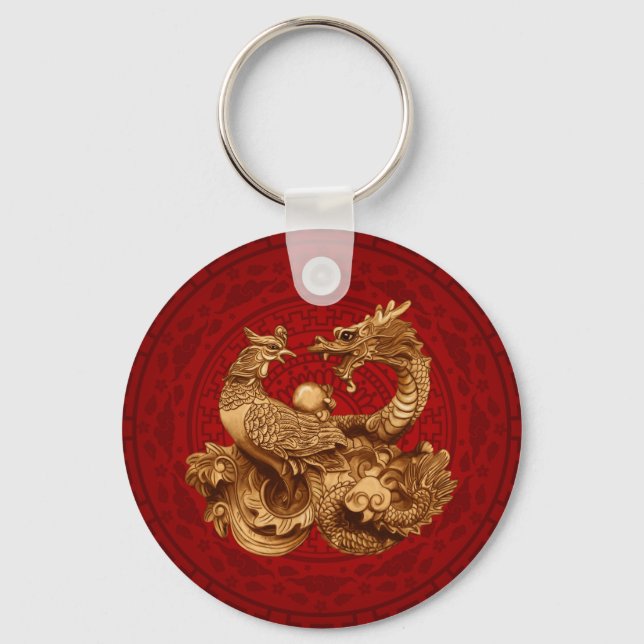 Llavero Phoenix y Dragon - en rojo (Anverso)