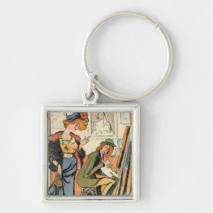 Llavero Phryne: caricatura del modelo de un artista