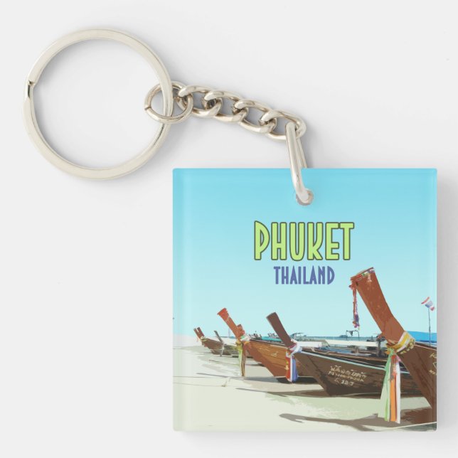 Llavero Phuket Thailand Tropical Beach Vintage Keychain (Frente)