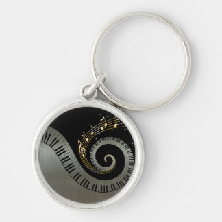 Llavero Piano Keys y Gold Music Notes