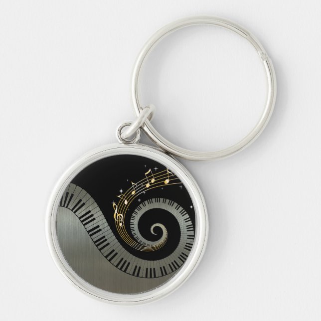 Llavero Piano Keys y Gold Music Notes (Frente)