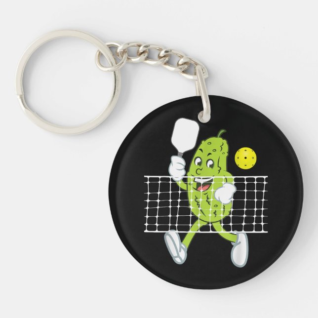 Llavero Pickle Jugando Pickleball - Divertido Paddle (Frente)