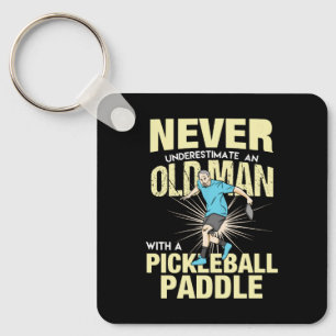 Llavero Pickleball - Anciano Con Una Pala De Pickleball
