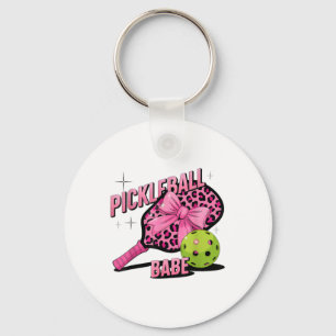 Llavero Pickleball Babe Estilo Retro De Leopardo Rosa Para