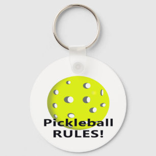 Llavero Pickleball Rules! With yellow ball black text