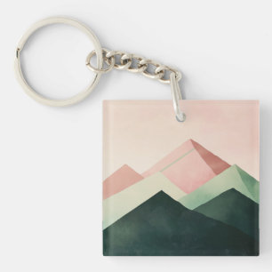 Llavero Pico Pastel – Paisaje Geométrico de Montaña #1