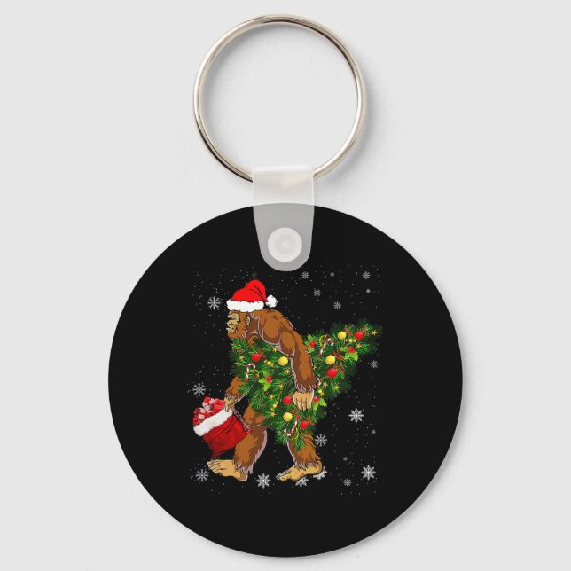 Llavero Pie grande con árbol de navidad Sasquatch Creyente (Anverso)