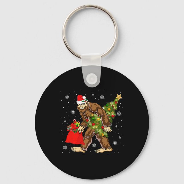 Llavero Pie grande con árbol de navidad Sasquatch Creyente (Anverso)