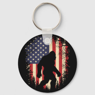 Llavero Pie grande patriótico bandera americana sasquatchP