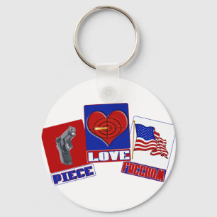 LLAVERO PIECE (PEACE) LOVE (HEART) FREEDOM (USA FLAG)