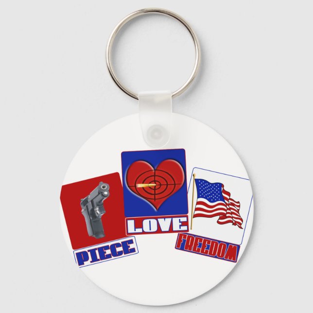 LLAVERO PIECE (PEACE) LOVE (HEART) FREEDOM (USA FLAG) (Anverso)