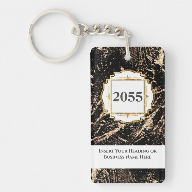 Llavero Piedra de geo negro de mármol faux (Frente)