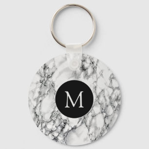 Llavero Piedra de mármol blanco de moda - Añade tu carta /