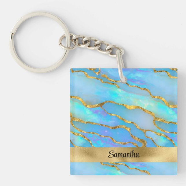 Llavero Piedra falsa óptica y oro personalizados (Frente)