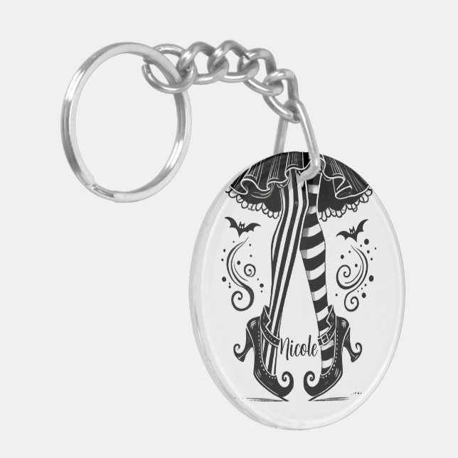 Llavero Piernas brujas negras y blancas Partido de Hallowe (Frente Izquierda)