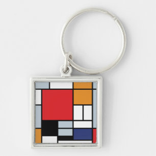Llavero Piet Mondrian - Composición con gran plano rojo