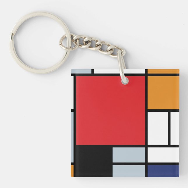 Llavero Piet Mondrian - Composición con gran plano rojo (Frente)
