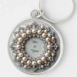 Llavero Pieza de joyería elegante de perla y diamante