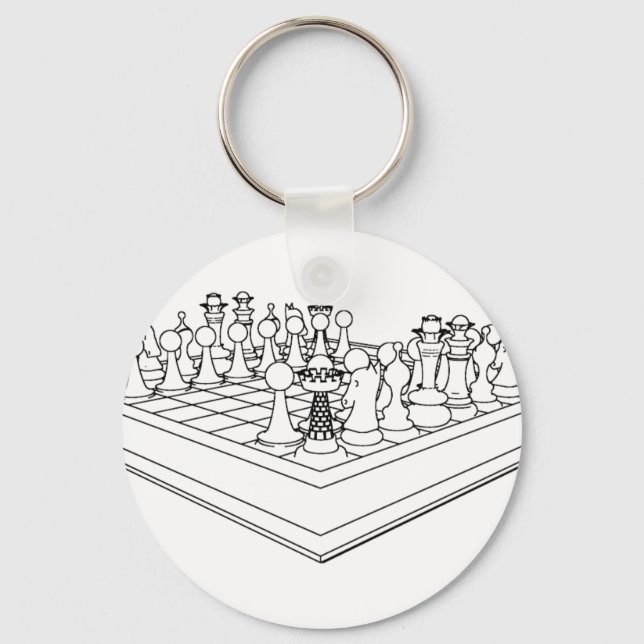 Llavero Piezas de ajedrez y ajedrez: (Anverso)