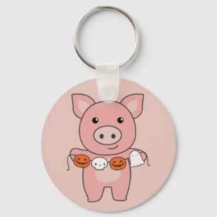 Llavero Pig Happy Halloween Calabaza Bat Costume Keychain