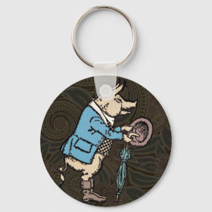Llavero Pig Wearing Jacket Formal Antique